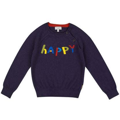 Baby Boys Navy Blue Embroidered Logo Sweater