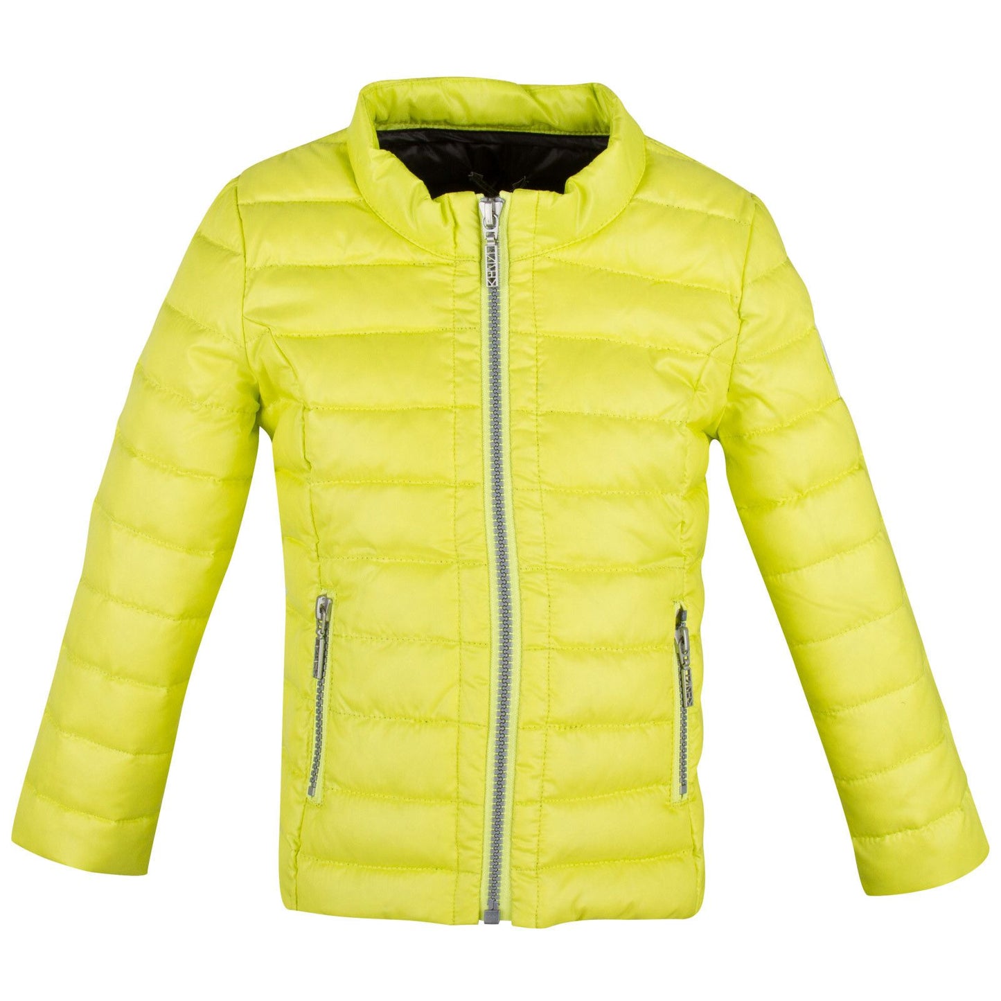 Girls Lime Green Down Padded Jacket With Zip Pockets