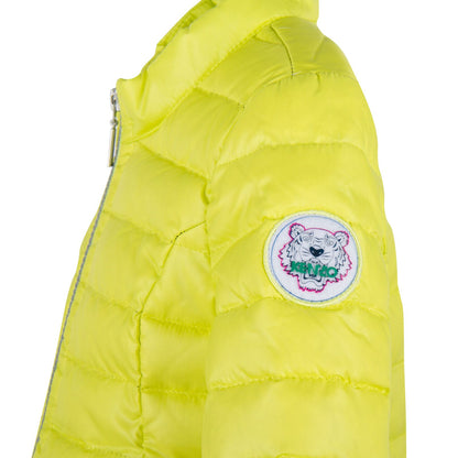 Girls Lime Green Down Padded Jacket With Zip Pockets