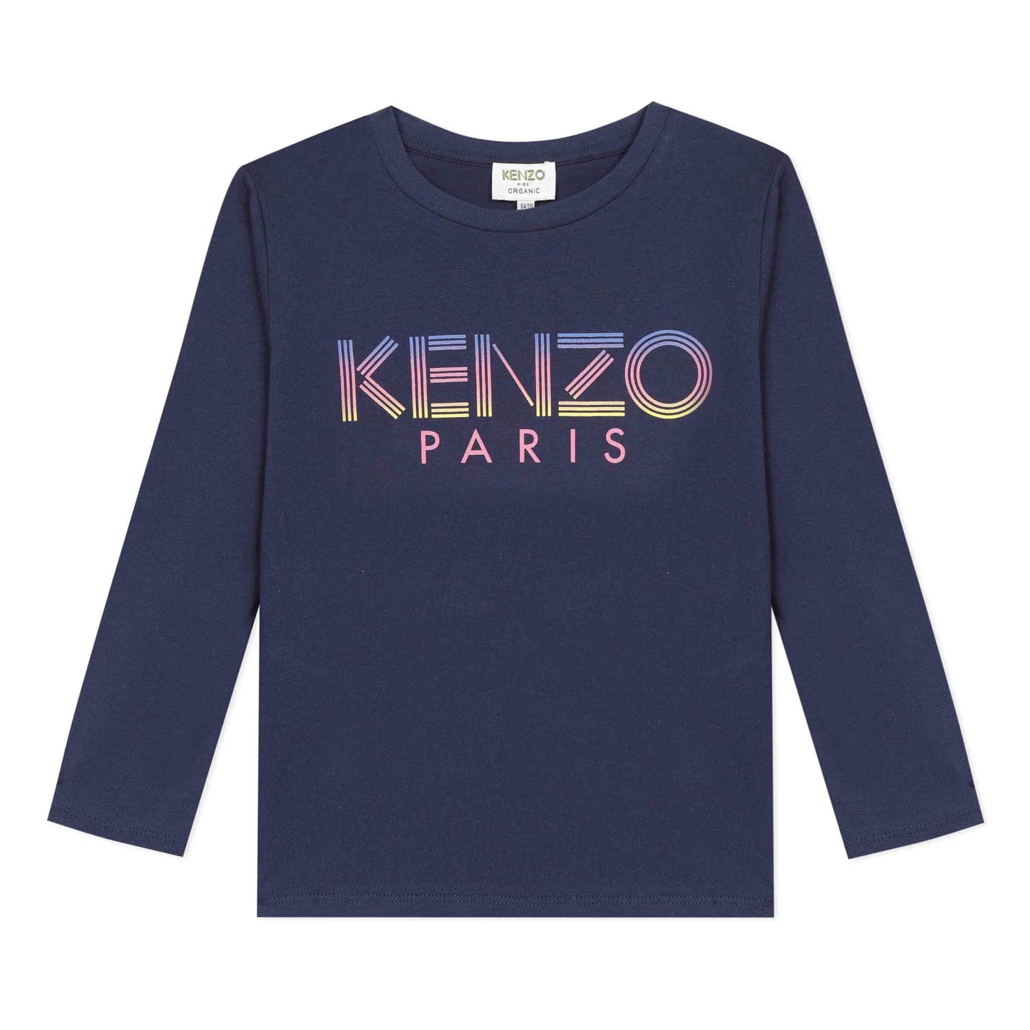 Girls Navy Logo Cotton T-Shirt