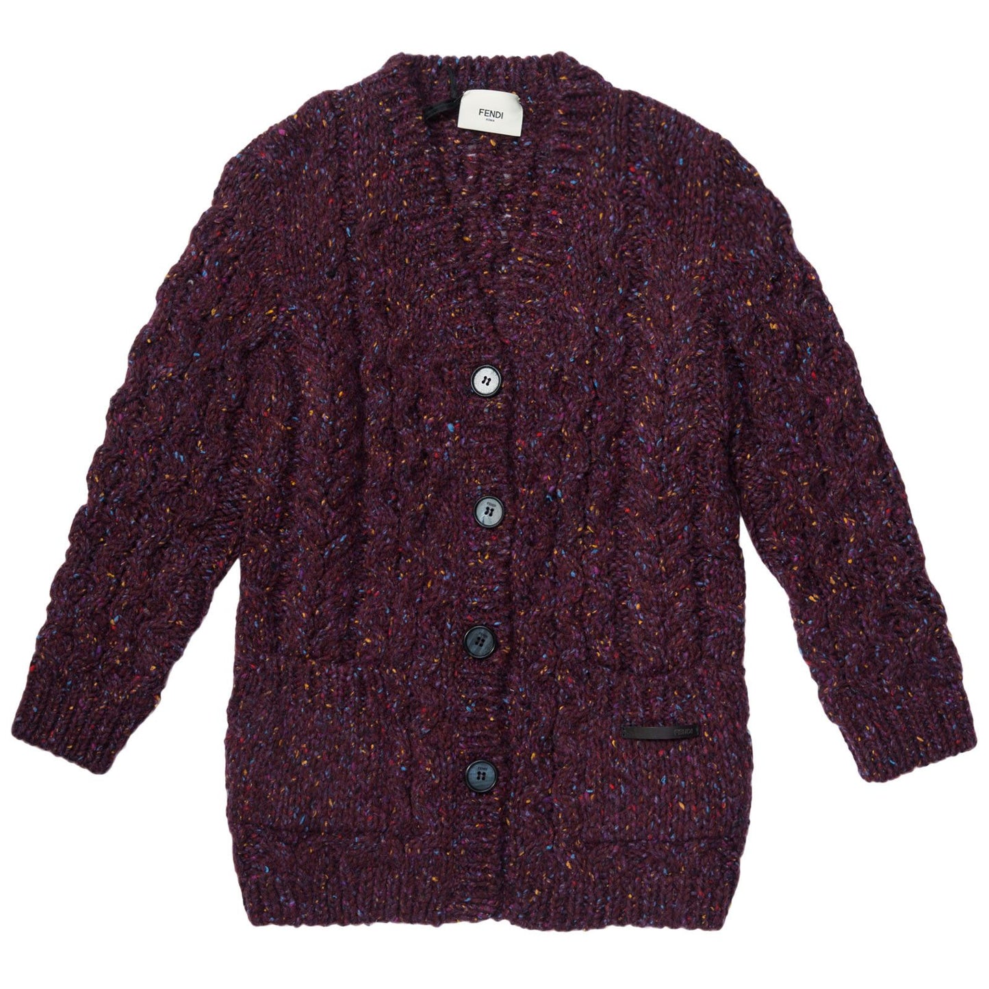 Girls Dark Red V-neck knitted Cardigan