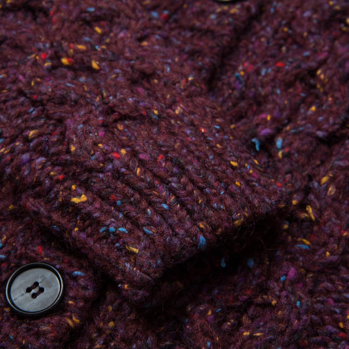 Girls Dark Red V-neck knitted Cardigan