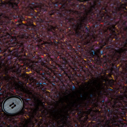 Girls Dark Red V-neck knitted Cardigan