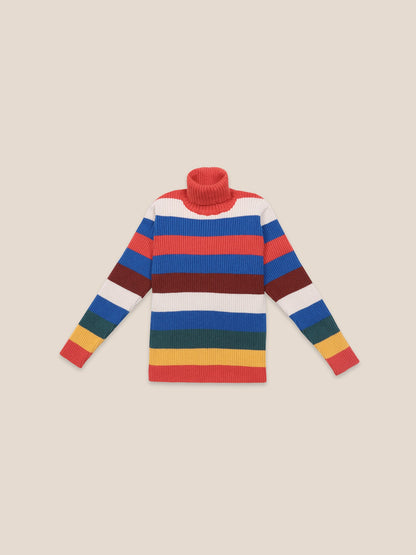Boys & Girls Electric Blue Multicolor Stripes Jumper