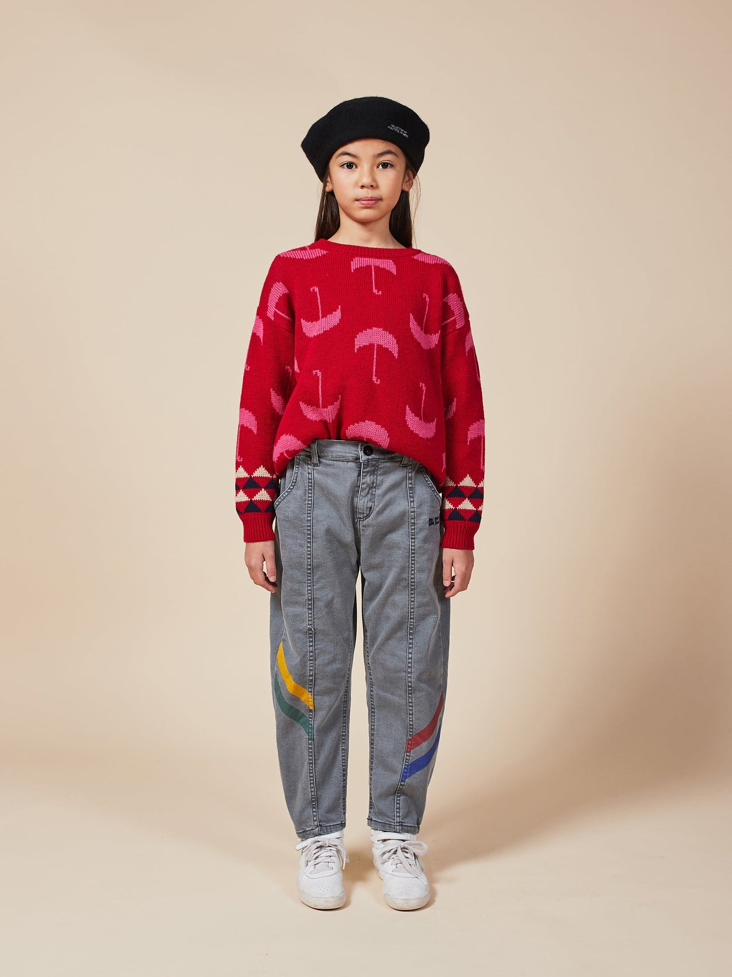 Boys & Girls Grey Multicolor Denim Trousers