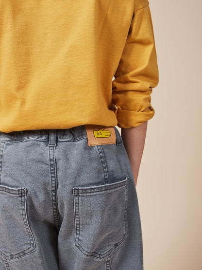 Boys & Girls Grey Multicolor Denim Trousers