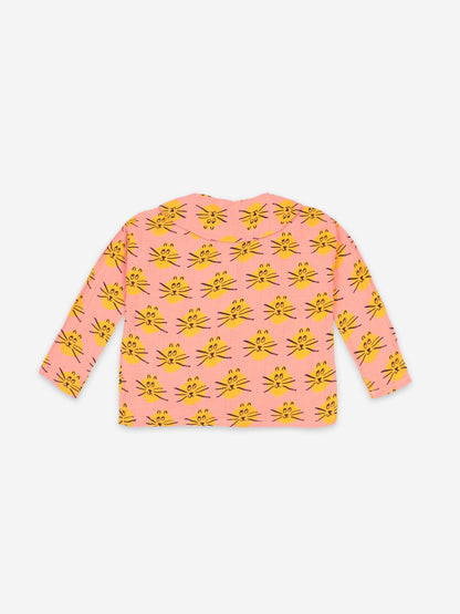 Girls Pink Cat All Over Blouse