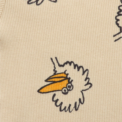 婴儿米色印花棉连体衣