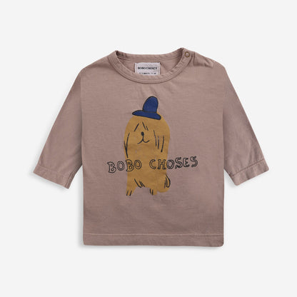 婴儿粉色印花棉T恤