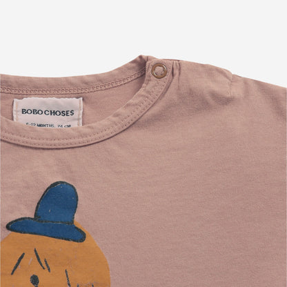 婴儿粉色印花棉T恤