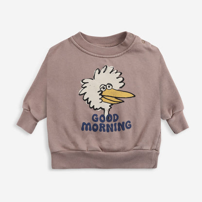 婴儿粉色小鸟印花棉卫衣