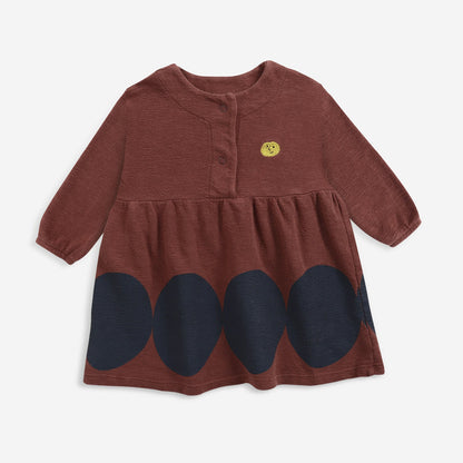 女婴深红色棉连衣裙