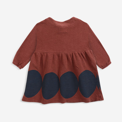 女婴深红色棉连衣裙