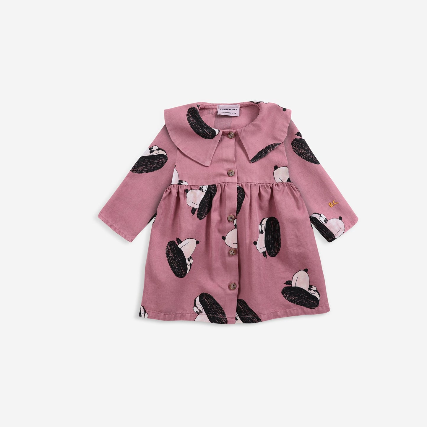 女婴粉色印花棉连衣裙