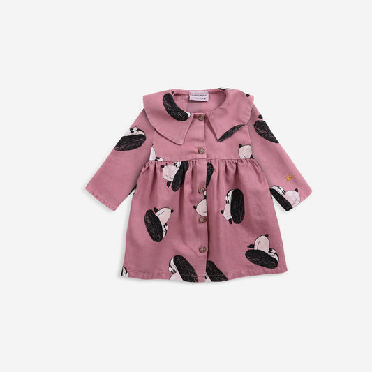 女婴粉色印花棉连衣裙