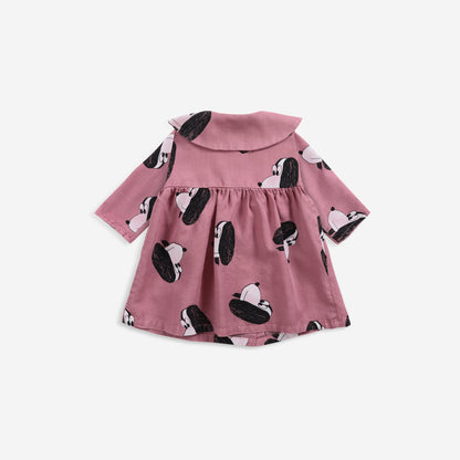 女婴粉色印花棉连衣裙