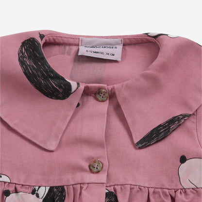 女婴粉色印花棉连衣裙