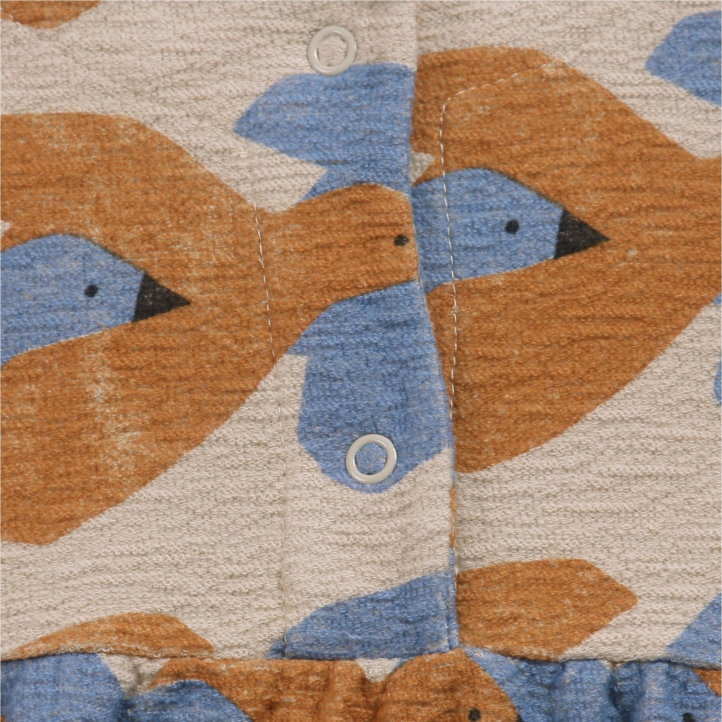 女婴米色小鸟印花棉连衣裙