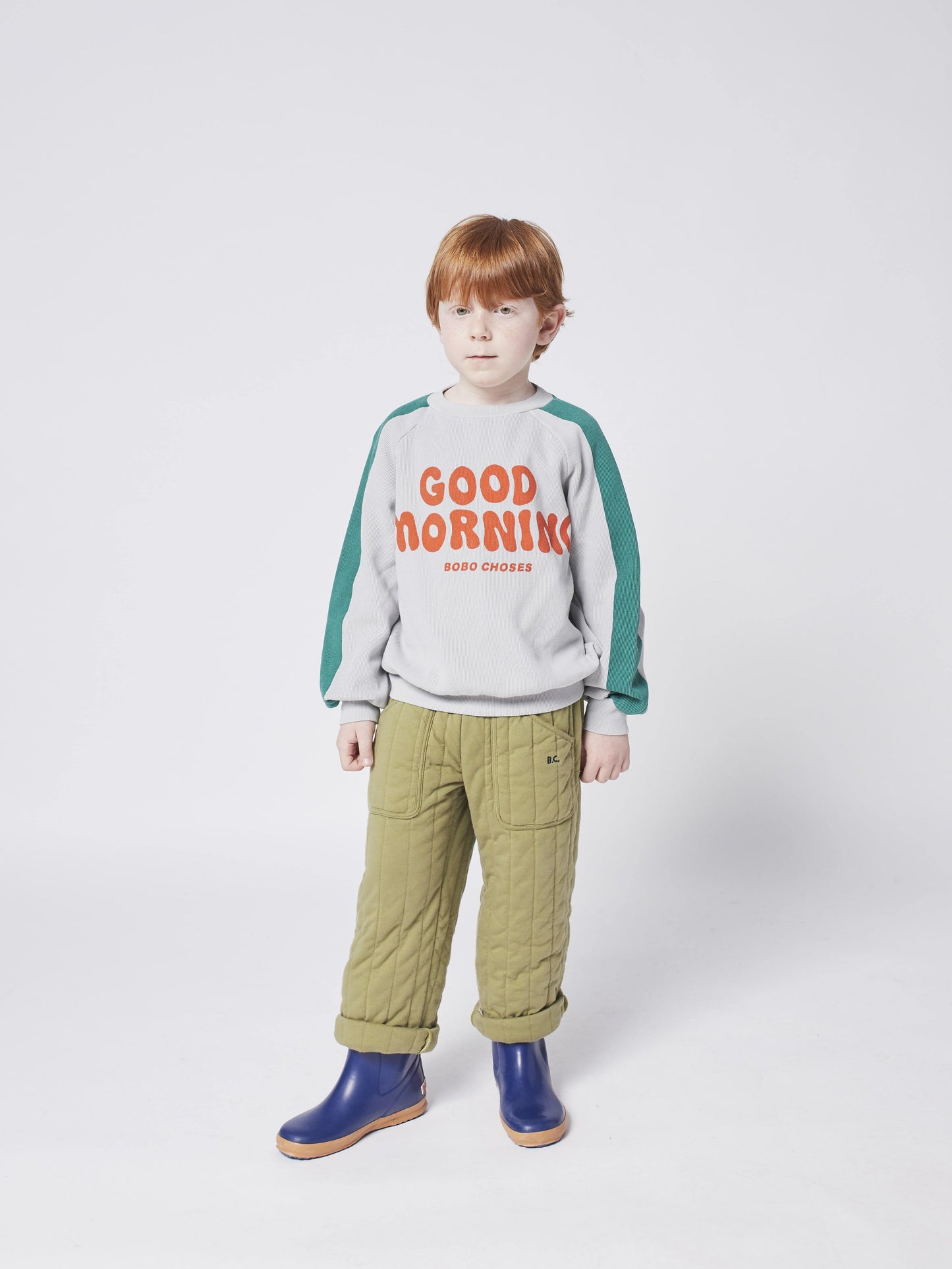 儿童灰色Logo棉卫衣