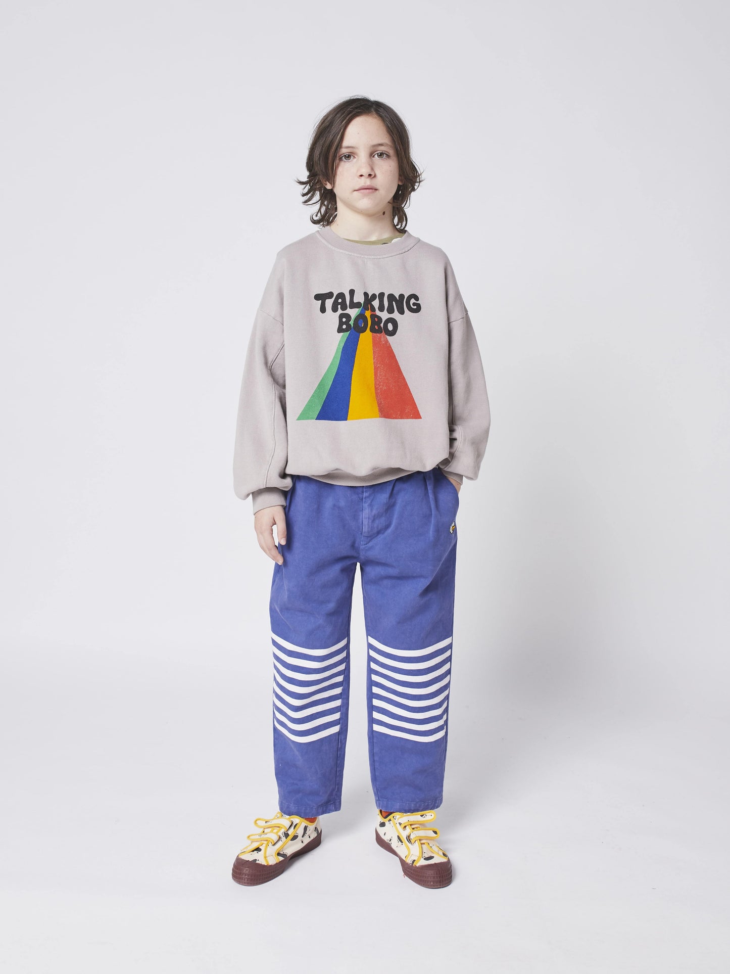 儿童灰色Logo棉卫衣