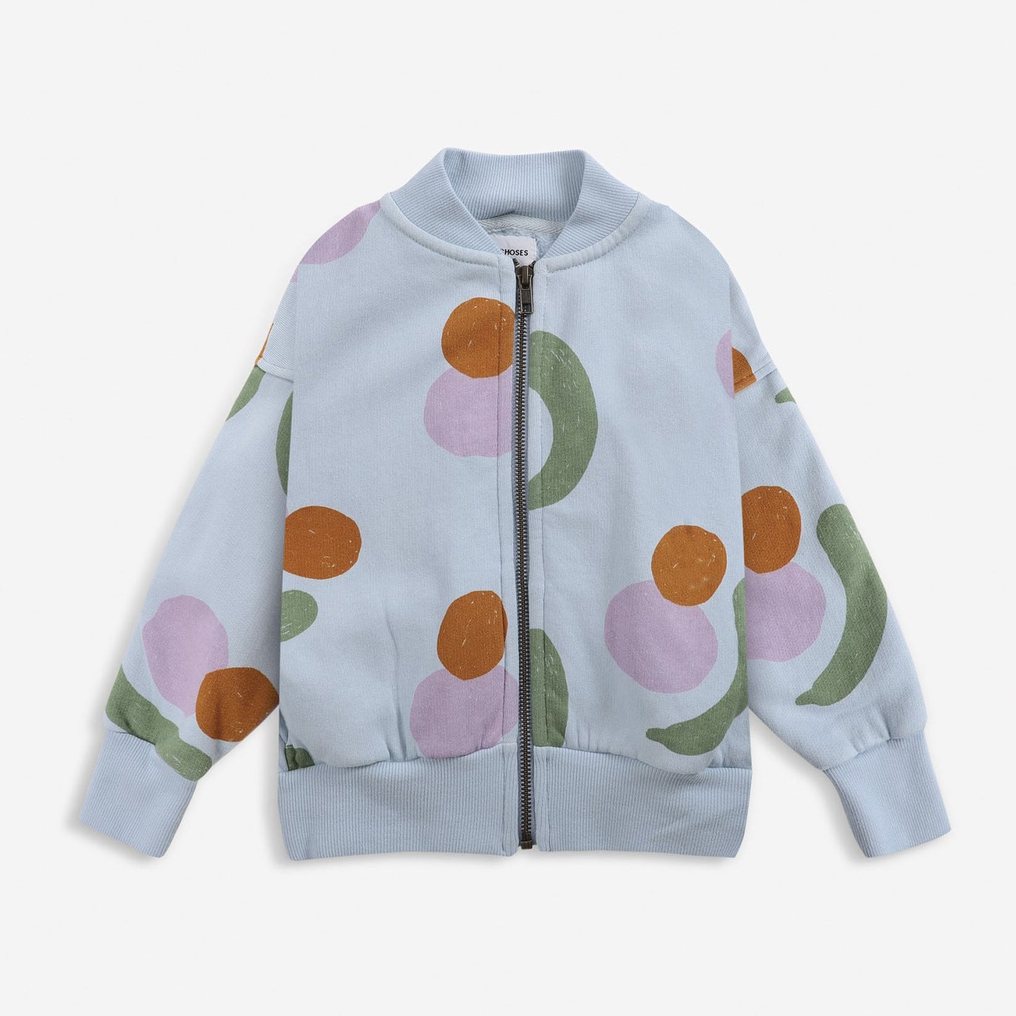 儿童蓝色印花拉链上衣