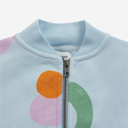 儿童蓝色印花拉链上衣