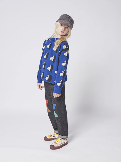 儿童蓝色针织毛衣