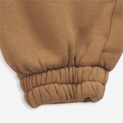 儿童棕色印花棉长裤