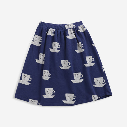 女童蓝色印花棉短裙