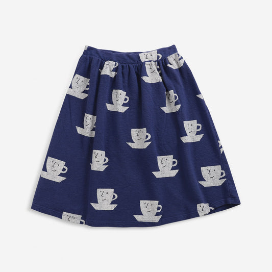 女童蓝色印花棉短裙