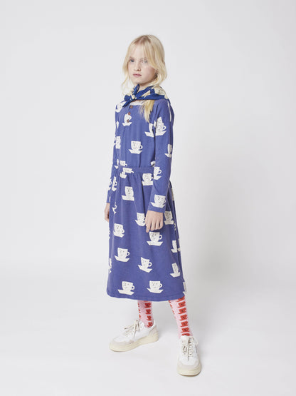 女童蓝色印花棉短裙