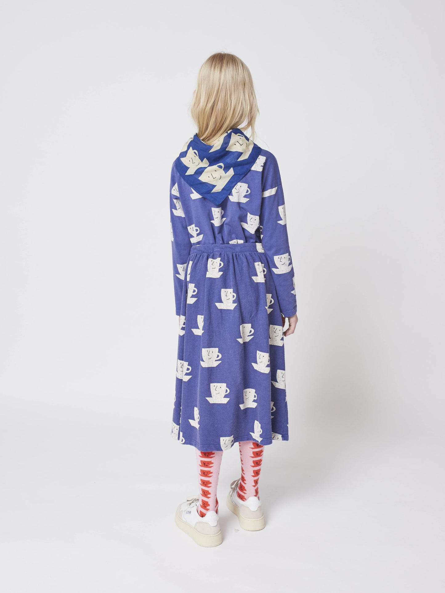 女童蓝色印花棉短裙