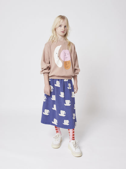 女童蓝色印花棉短裙