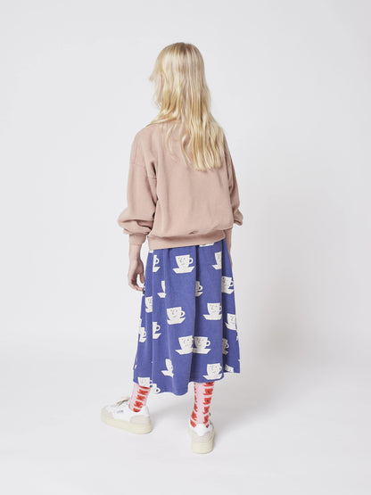 女童蓝色印花棉短裙