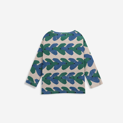 儿童米色小鸟印花T恤