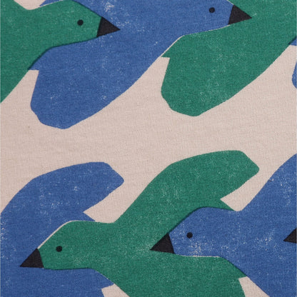 儿童米色小鸟印花T恤