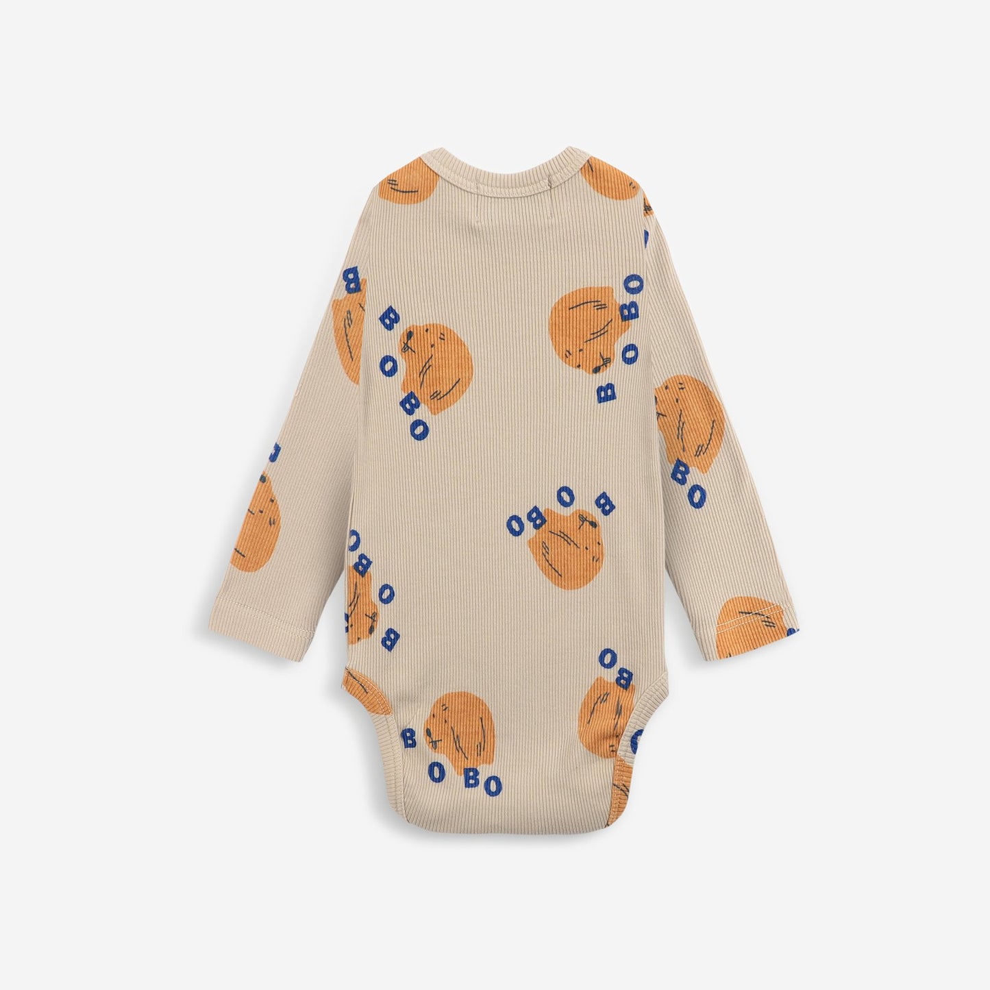 婴儿米色印花棉连体衣套装