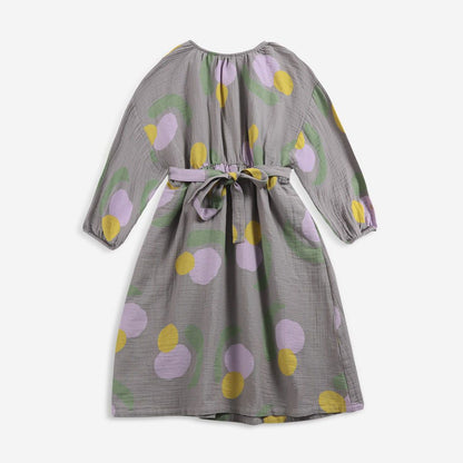 女童灰色水果印花棉连衣裙