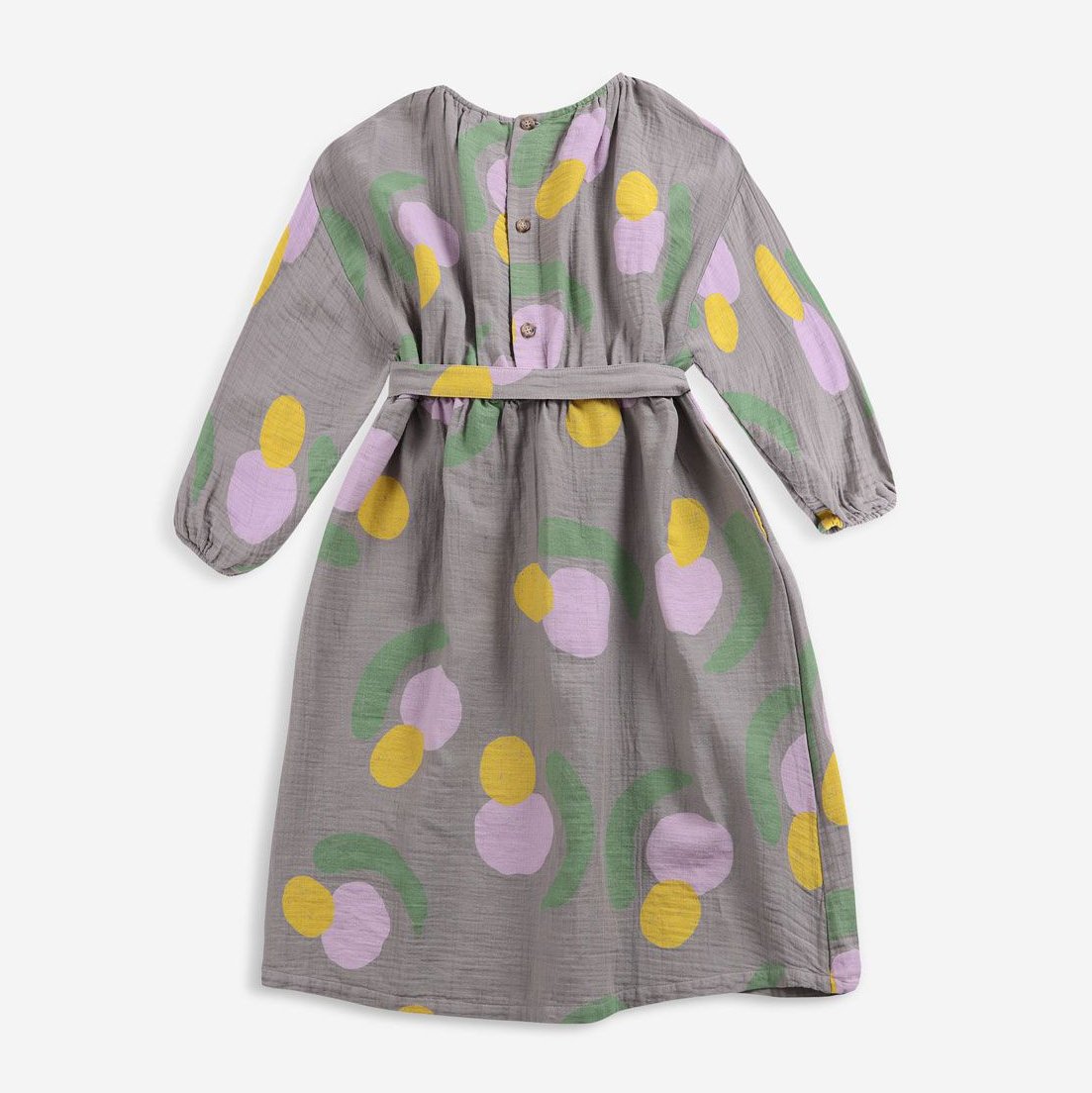女童灰色水果印花棉连衣裙