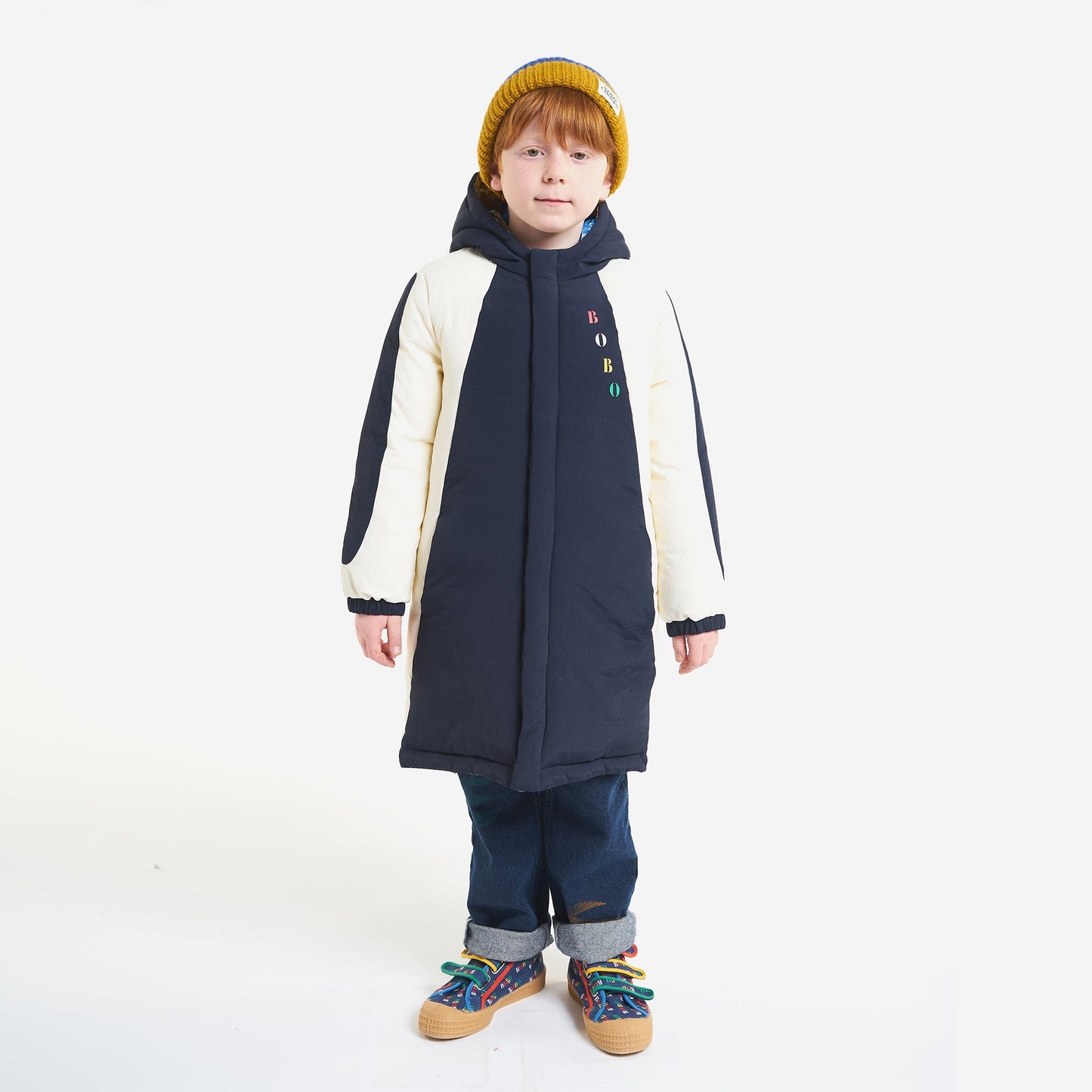 男童藏青色双面棉服