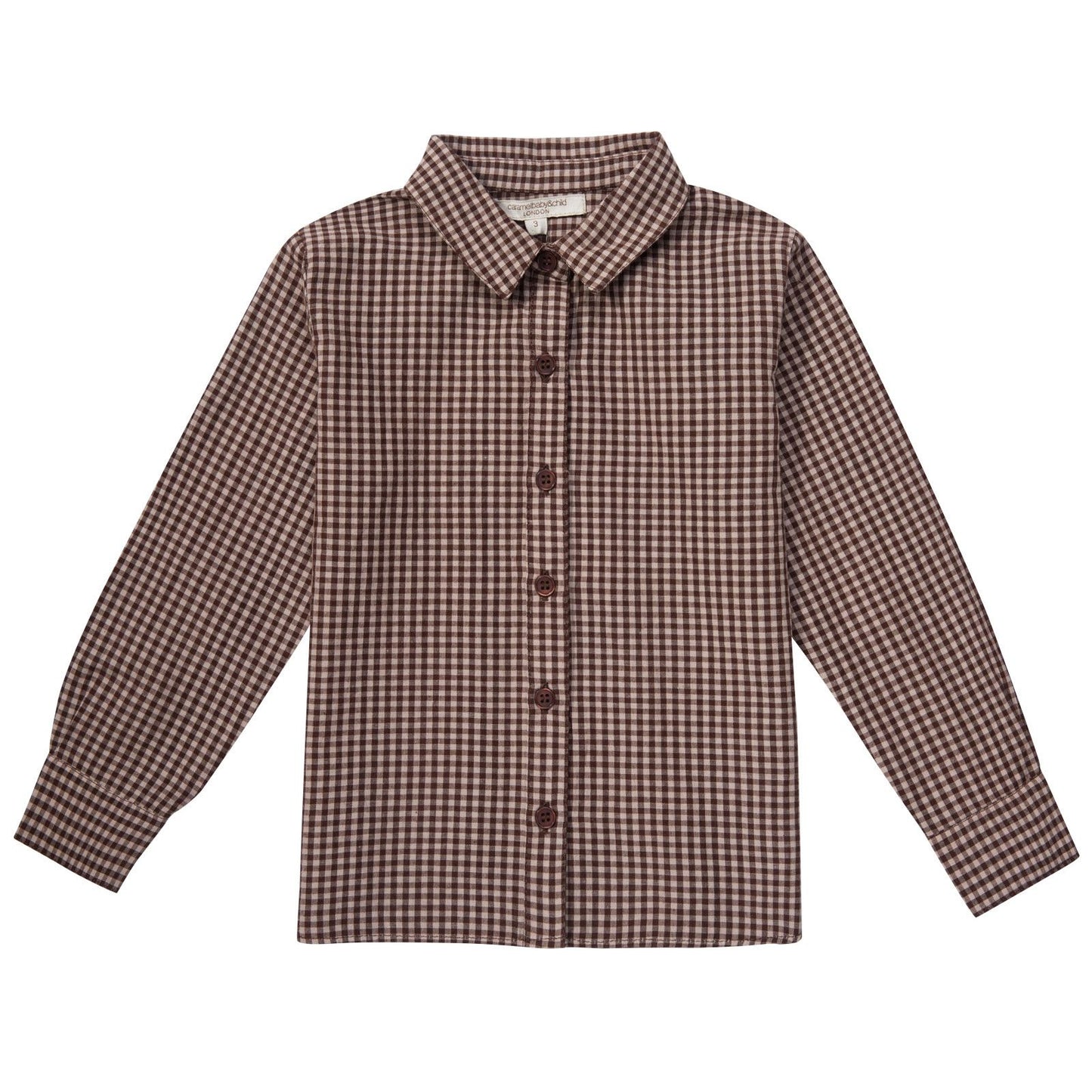 Boys Brown Gingham Cotton Shirt