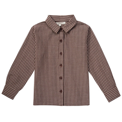 Boys Brown Gingham Cotton Shirt