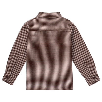 Boys Brown Gingham Cotton Shirt