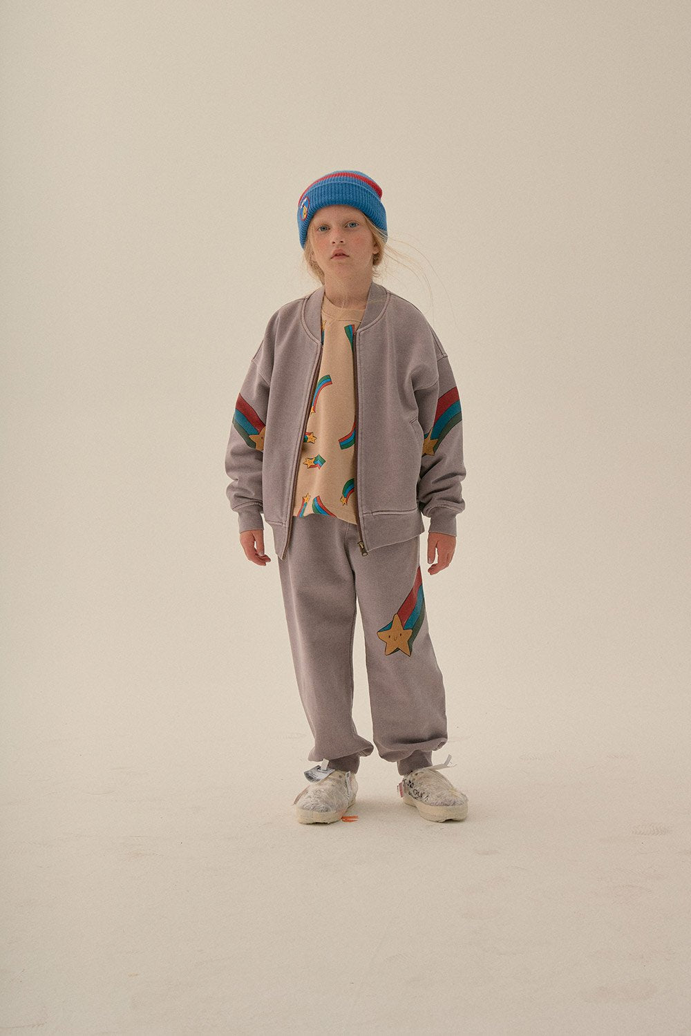 儿童紫色星星印花长裤