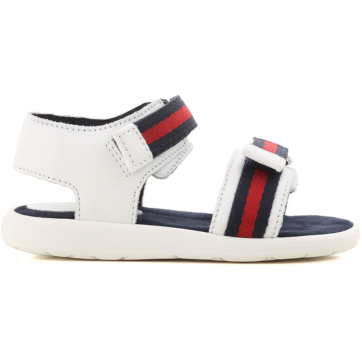 Boys White Leather & Web Sandals