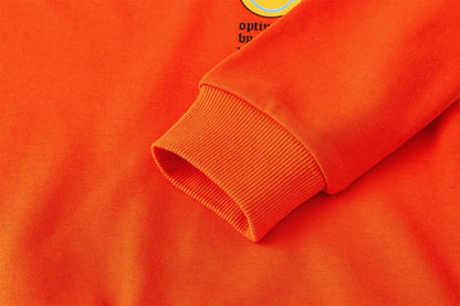 儿童橘红色印花套头卫衣