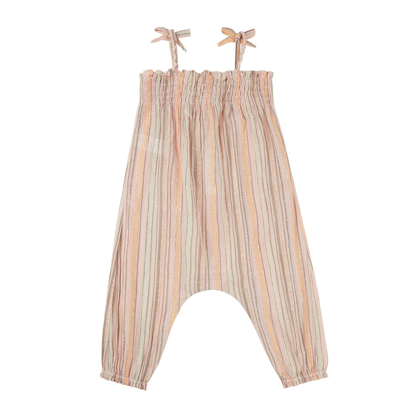 Baby Girls Pink & Brown Stripe Cotton Trousers