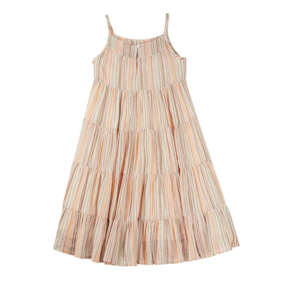 Girls Pink & Brown Cotton Dress
