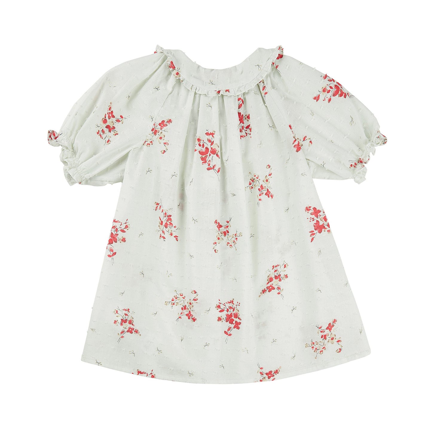 Girls White & Red Flowers Cotton Top