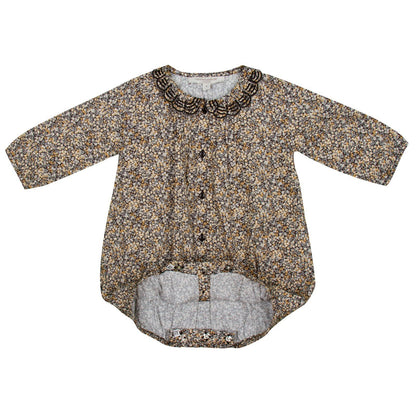 Girls Multicolor Printed Cotton Romper